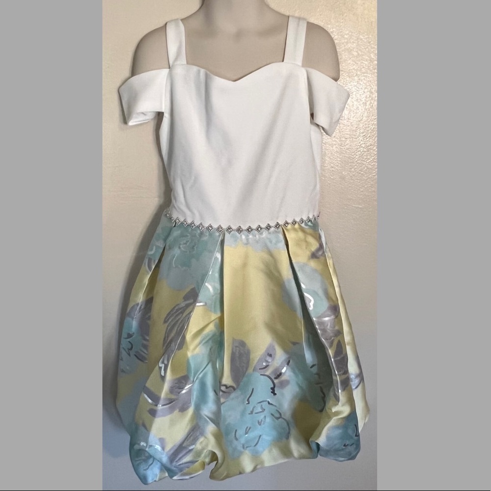 Speechless Blue and Yellow Embellished Pleated Sundress